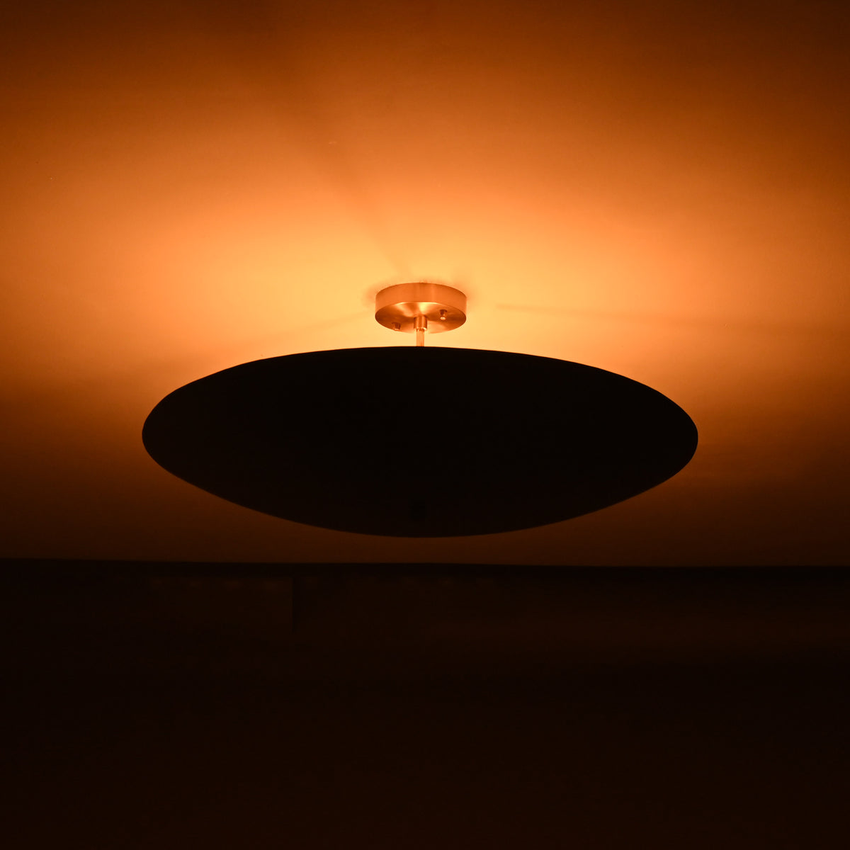 Modern Brass Disc Ceiling Light | Customizable Chandelier | Uplighting Flush Mount | 24" Diameter | Contemporary Ceiling Fixture |  - 32355