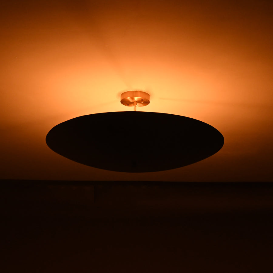 Modern Brass Disc Ceiling Light | Customizable Chandelier | Uplighting Flush Mount | 24" Diameter | Contemporary Ceiling Fixture |  - 32355