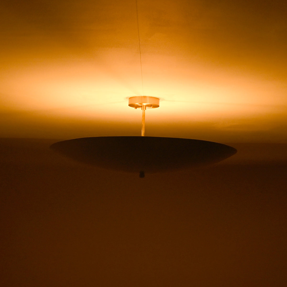 Modern Brass Disc Ceiling Light | Customizable Chandelier | Uplighting Flush Mount | 24" Diameter | Contemporary Ceiling Fixture |  - 32355