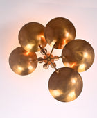 5 Lights Curved Pendant Ceiling Light Brass Patina Finish 32356