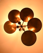 5 Lights Curved Pendant Ceiling Light Brass Patina Finish 32356