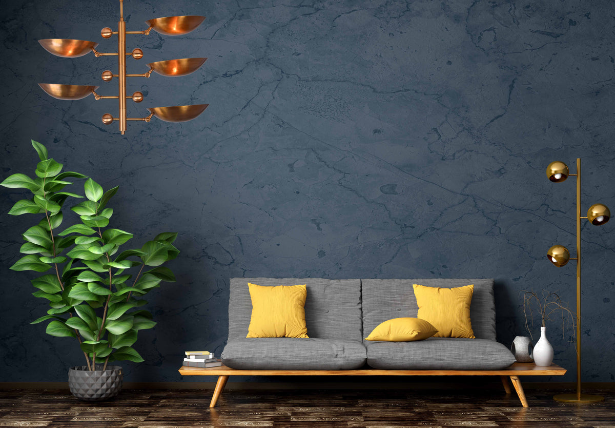 Modern Customizable Brass Chandelier | Mid-Century Ceiling Lamp | Contemporary Home Lighting | ColorfSemi Flush Ceiling Fixture - 32356