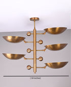 5 Lights Curved Pendant Ceiling Light Brass Patina Finish 32356