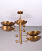 5 Lights Curved Pendant Ceiling Light Brass Patina Finish 32356