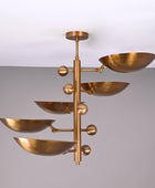 5 Lights Curved Pendant Ceiling Light Brass Patina Finish 32356