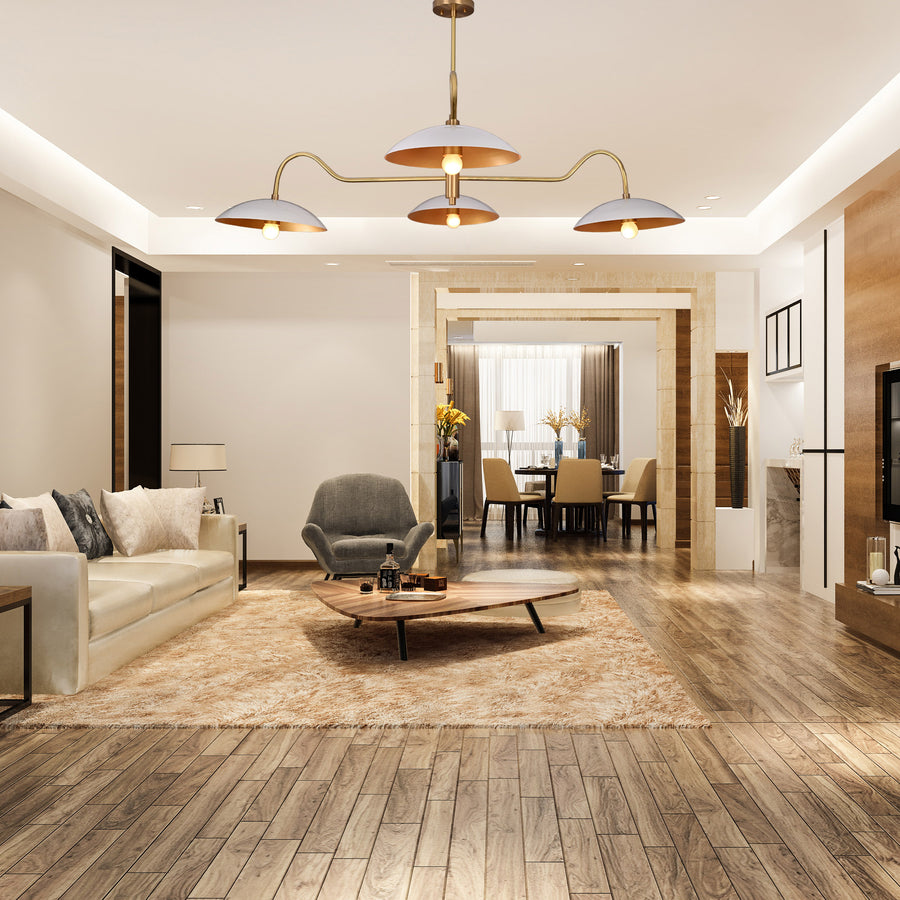 Modern Brass Chandelier | 4-Light Ceiling Light Fixture | Customizable Finish Contemporary Pendant Light - 32357