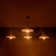 Brass Leaf Studio Industrial Brass Made, 4 Lights 4 Arms Brass Pendant Ceiling Lamp Modern Brass Chandelier Mid Century Chandelier Light Fixture Uplifting