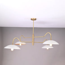 Brass Leaf Studio Industrial Brass Made, 4 Lights 4 Arms Brass Pendant Ceiling Lamp Modern Brass Chandelier Mid Century Chandelier Light Fixture Uplifting