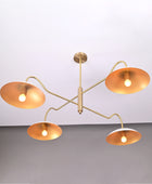 4 Lights 4 Arms Brass Pendant Ceiling Lamp Modern Brass Chandelier by Brass Leaf Studio 32357