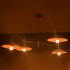 Brass Leaf Studio Industrial Brass Made, 4 Lights 4 Arms Brass Pendant Ceiling Lamp Modern Brass Chandelier Mid Century Chandelier Light Fixture Uplifting