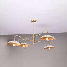 Brass Leaf Studio Industrial Brass Made, 4 Lights 4 Arms Brass Pendant Ceiling Lamp Modern Brass Chandelier Mid Century Chandelier Light Fixture Uplifting