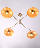 4 Lights 4 Arms Brass Pendant Ceiling Lamp Modern Brass Chandelier by Brass Leaf Studio 32357