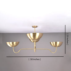 Brass Leaf Studio Industrial Brass Made, 4 Lights 4 Arms Brass Chandelier Modern Ceiling Pendant Light Made of Full Brass No Shadow Uplifting Light