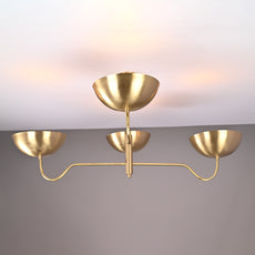 Brass Leaf Studio Industrial Brass Made, 4 Lights 4 Arms Brass Chandelier Modern Ceiling Pendant Light Made of Full Brass No Shadow Uplifting Light