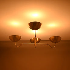 Brass Leaf Studio Industrial Brass Made, 4 Lights 4 Arms Brass Chandelier Modern Ceiling Pendant Light Made of Full Brass No Shadow Uplifting Light