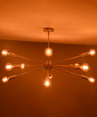 12 Lights 12 Arms Brass Sputnik Chandelier Bare Bulb Pendant Ceiling Light by Brass Leaf Studio 32362