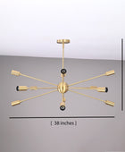 12 Lights 12 Arms Brass Sputnik Chandelier Bare Bulb Pendant Ceiling Light by Brass Leaf Studio 32362