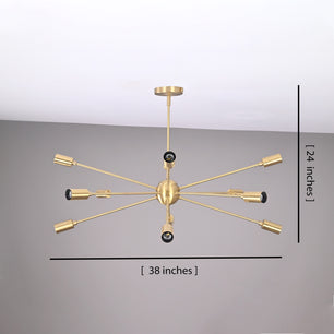 12 Lights 12 Arms Brass Sputnik Chandelier Bare Bulb Pendant Ceiling Light by Brass Leaf Studio 32362