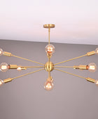 12 Lights 12 Arms Brass Sputnik Chandelier Bare Bulb Pendant Ceiling Light by Brass Leaf Studio 32362