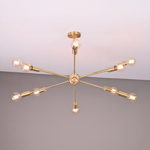 12 Lights 12 Arms Brass Sputnik Chandelier Bare Bulb Pendant Ceiling Light by Brass Leaf Studio 32362