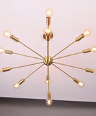 12 Lights 12 Arms Brass Sputnik Chandelier Bare Bulb Pendant Ceiling Light by Brass Leaf Studio 32362