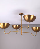 4 Lights Modern Brass Chandelier Large Brass Pendant Light by Brass Leaf Studio 32366