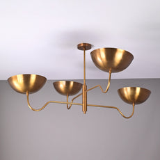 Industrial Brass Made, 4 Lights Modern Brass Chandelier Large Brass Pendant Light Mid Century Sputnik Light Fixture Orbital Ceiling Lamp Brass Patina Finish