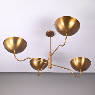 4 Lights Modern Brass Chandelier Large Brass Pendant Light by Brass Leaf Studio 32366