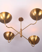 4 Lights Modern Brass Chandelier Large Brass Pendant Light by Brass Leaf Studio 32366