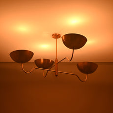 Industrial Brass Made, 4 Lights Modern Brass Chandelier Large Brass Pendant Light Mid Century Sputnik Light Fixture Orbital Ceiling Lamp Brass Patina Finish