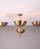 4 Lights Modern Brass Chandelier Large Brass Pendant Light by Brass Leaf Studio 32366