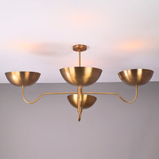 Industrial Brass Made, 4 Lights Modern Brass Chandelier Large Brass Pendant Light Mid Century Sputnik Light Fixture Orbital Ceiling Lamp Brass Patina Finish