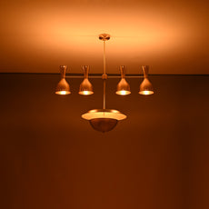 Industrial Brass Made, 9 Lights Brass Ceiling Light Mid Century Modern Pendant Lamp 40