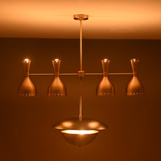 Industrial Brass Made, 9 Lights Brass Ceiling Light Mid Century Modern Pendant Lamp 40