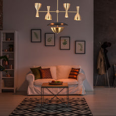 Industrial Brass Made, 9 Lights Brass Ceiling Light Mid Century Modern Pendant Lamp 40