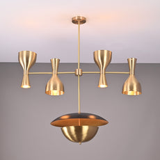 Industrial Brass Made, 9 Lights Brass Ceiling Light Mid Century Modern Pendant Lamp 40