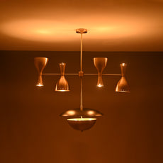 Industrial Brass Made, 9 Lights Brass Ceiling Light Mid Century Modern Pendant Lamp 40