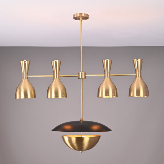 Industrial Brass Made, 9 Lights Brass Ceiling Light Mid Century Modern Pendant Lamp 40" Wide Premium Quality Ceiling Light Fixture Made of Full
