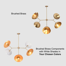 Brass Leaf Studio Industrial Brass Made, 6 Lights Brass Ceiling Light Mid Century Modern Pendant Lamp 42
