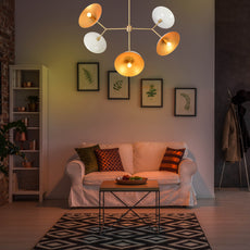 Brass Leaf Studio Industrial Brass Made, 6 Lights Brass Ceiling Light Mid Century Modern Pendant Lamp 42