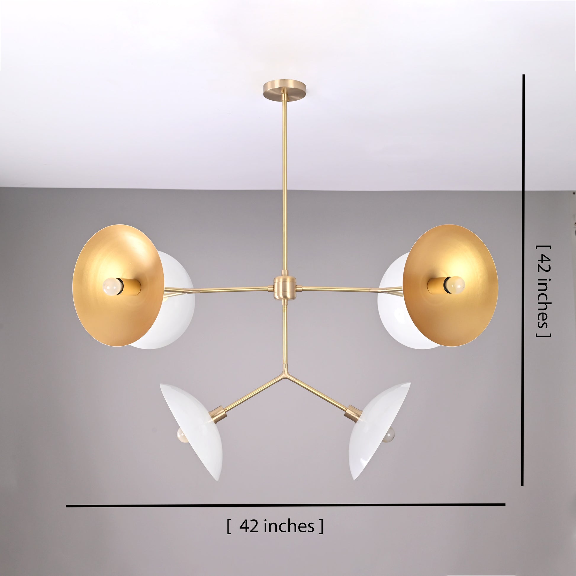 6 Lights Brass Ceiling Light Mid Century Modern Pendant Lamp 42" wide High Quality Chandelier Ceiling Light Fixture by Brass Leaf Studio 32369