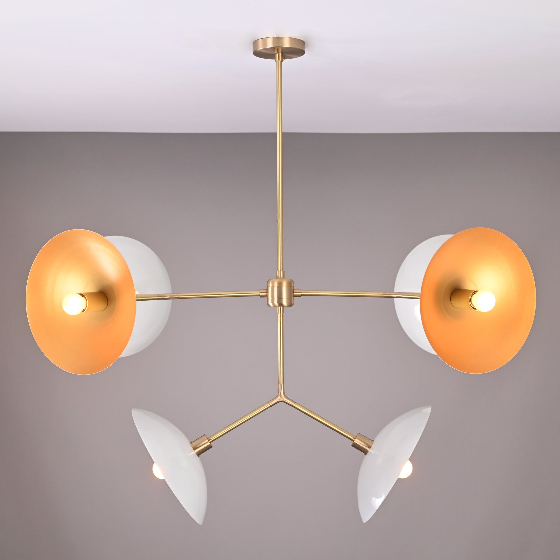 6 Lights Brass Ceiling Light Mid Century Modern Pendant Lamp 42" wide High Quality Chandelier Ceiling Light Fixture by Brass Leaf Studio 32369