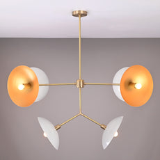 Brass Leaf Studio Industrial Brass Made, 6 Lights Brass Ceiling Light Mid Century Modern Pendant Lamp 42