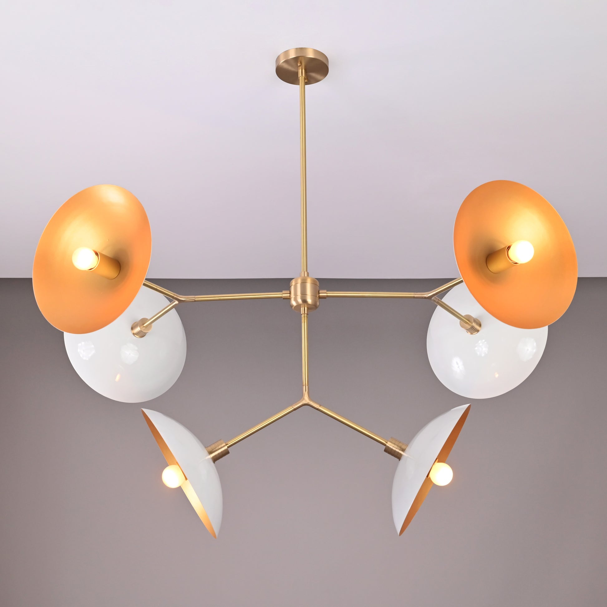 6 Lights Brass Ceiling Light Mid Century Modern Pendant Lamp 42" wide High Quality Chandelier Ceiling Light Fixture by Brass Leaf Studio 32369