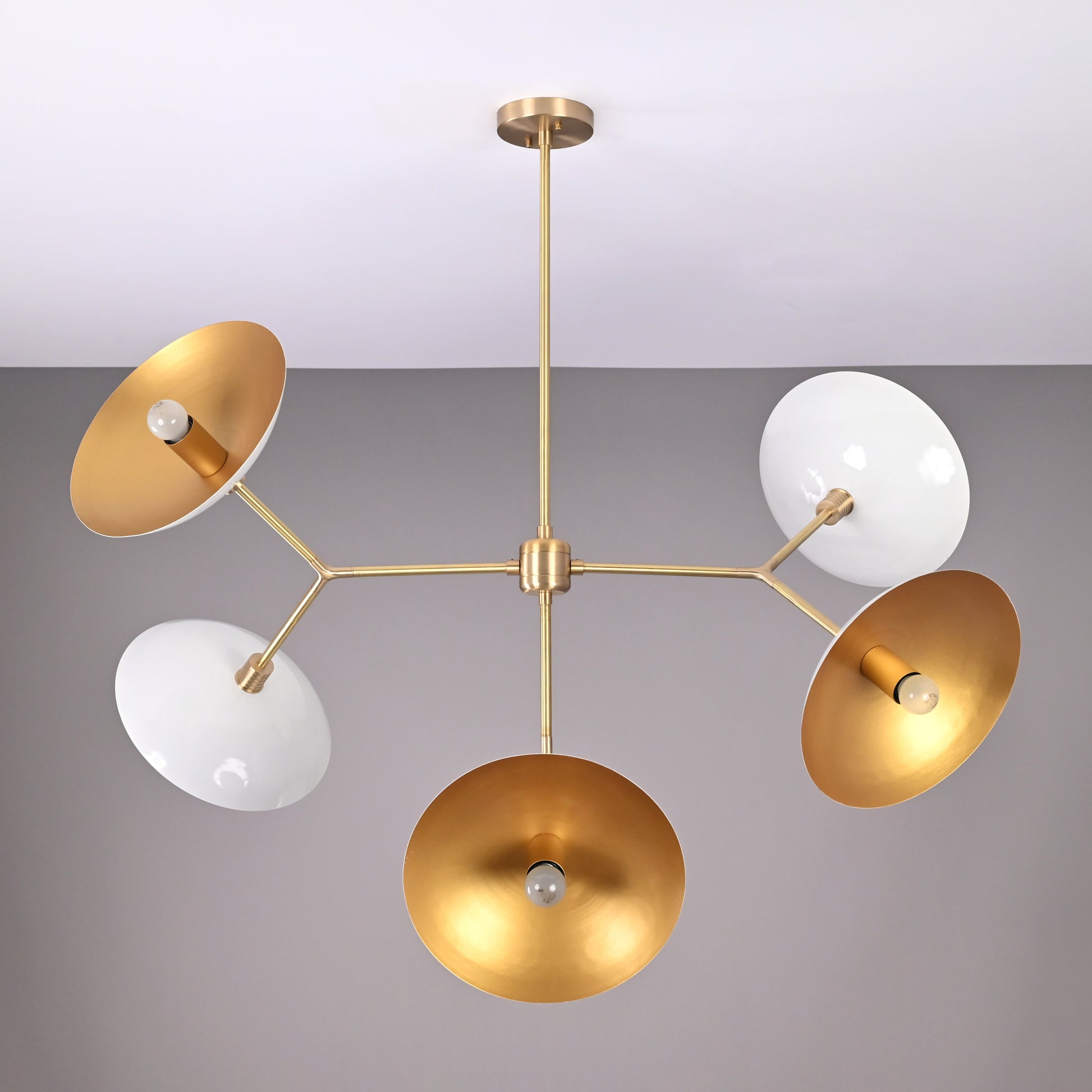 6 Lights Brass Ceiling Light Mid Century Modern Pendant Lamp 42" wide High Quality Chandelier Ceiling Light Fixture by Brass Leaf Studio 32369