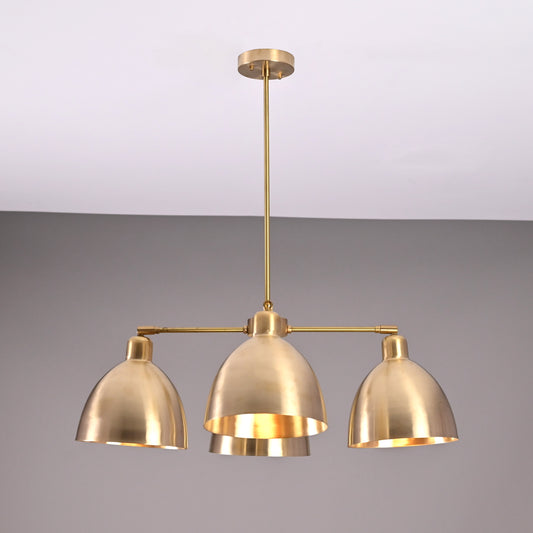 Industrial Brass Made, 4 Lights Brass Ceiling Light Mid Century Modern Pendant Lamp 33" Wide Premium Light Fixture for Bedroom Lobby Dining Foyer & Office