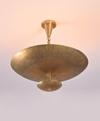 6 Lights Elegant Disc Pendant Ceiling Light Raw Brass finish Chandelier Lamp Fixture by Brass Leaf Studio 32373