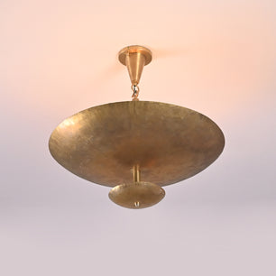 6 Lights Elegant Disc Pendant Ceiling Light Raw Brass finish Chandelier Lamp Fixture by Brass Leaf Studio 32373