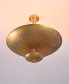 6 Lights Elegant Disc Pendant Ceiling Light Raw Brass finish Chandelier Lamp Fixture by Brass Leaf Studio 32373