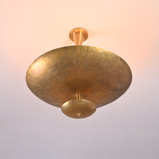 Brass Leaf Studio Industrial Brass Made, 6 Lights Elegant Disc Pendant Ceiling Light Raw Brass Finish Chandelier Lamp Fixture, No Shadow, Ambient, Upward Light